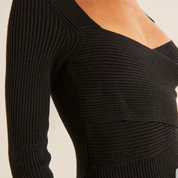 Long-Sleeve Wrap-Front Mini Sweater Dress - Brown (SP) - ABERCROMBIE & FITCH - Picture 11 of 13